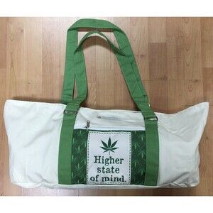 Higher State Of Mind Pot Leaf Design Canvas Yoga Mat Beach Multifunction Bag